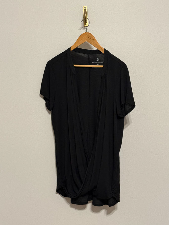 BLACK DRAPE FRONT SHIRT